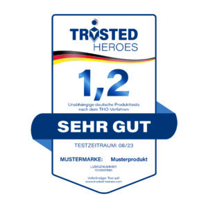 Prüfsiegel von Trusted Heroes für qualitativ hochwertige Produkte