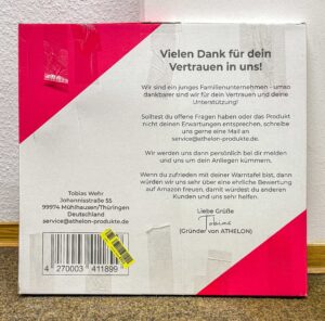 Warntafel Athelon 3in1 Verpackung von hinten.
