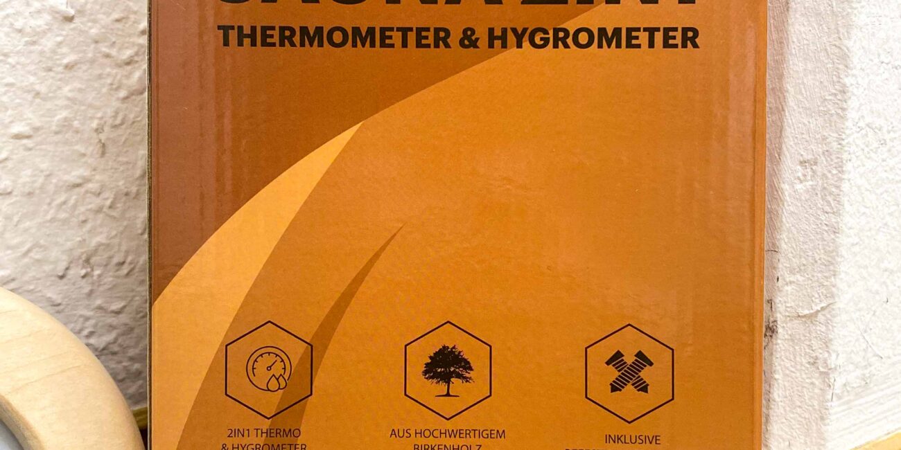 Verpackung des Saunathermometers von Wasserfeld.
