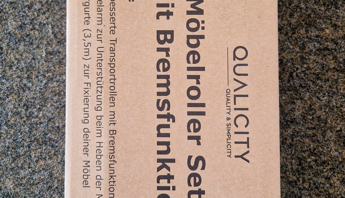 Draufsicht der Verpackung vom Qualicity Möbelroller.