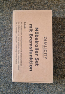 Draufsicht der Verpackung vom Qualicity Möbelroller.