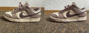 Linker Schuh Seitenansicht vorher nachher