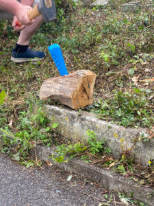 Spaltkeil in verastetes Holz