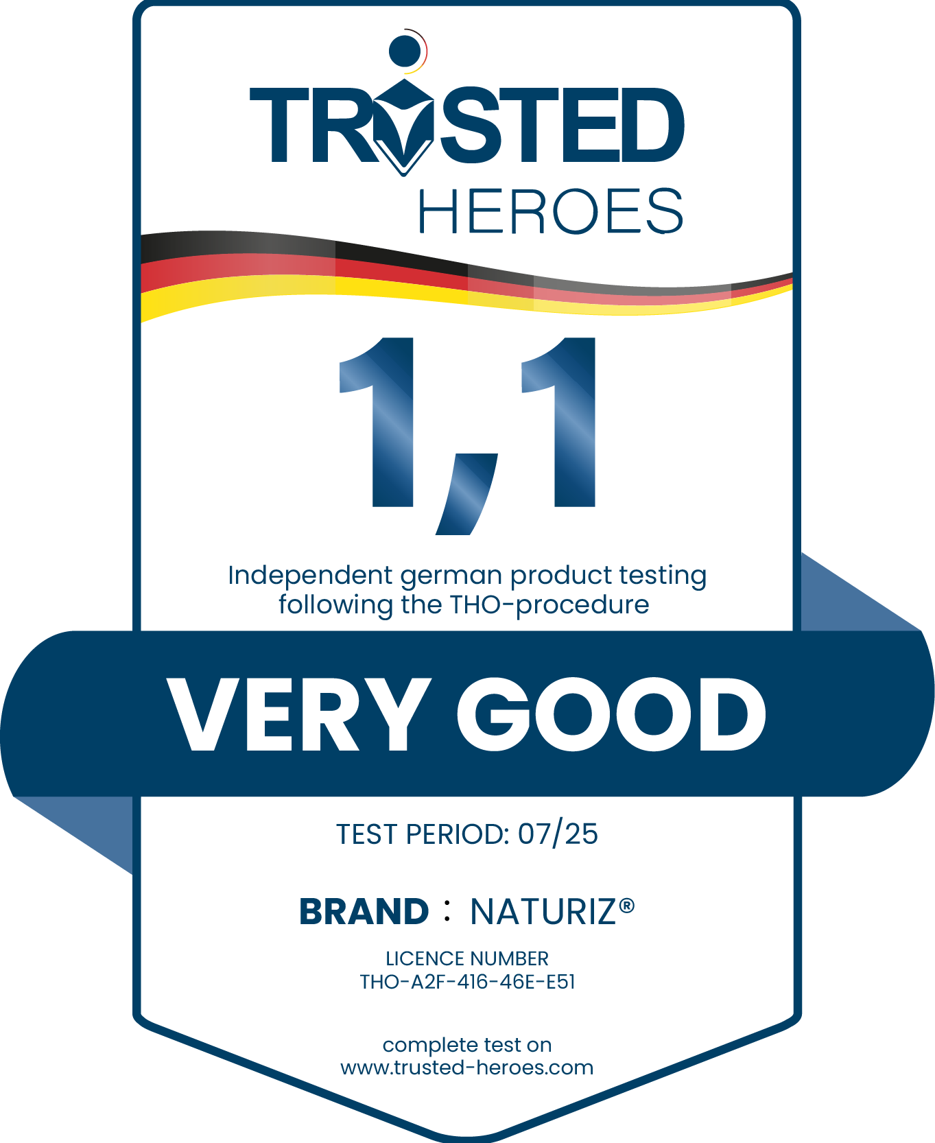 Trusted Heroes Naturiz Siegel mit Note sehr gut 1,1