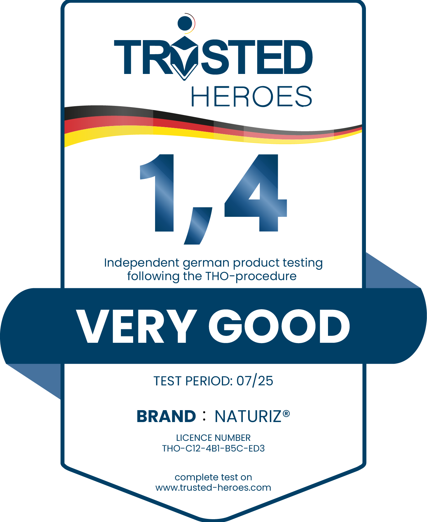 Trusted Heroes Naturiz Siegel mit Note sehr gut 1,4
