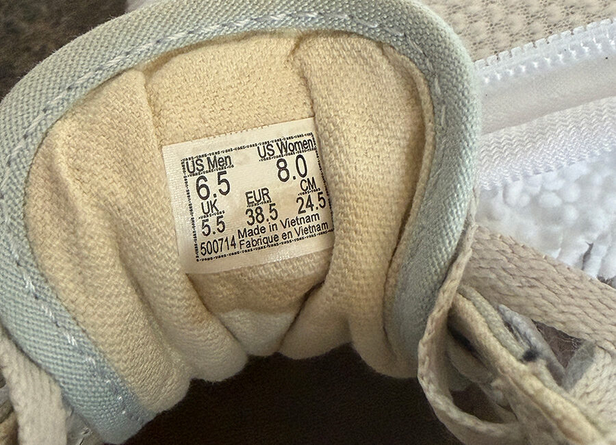 Schuhgrößenangabe zur Überprüfung wie viele Schuhe in den Beutel passen.